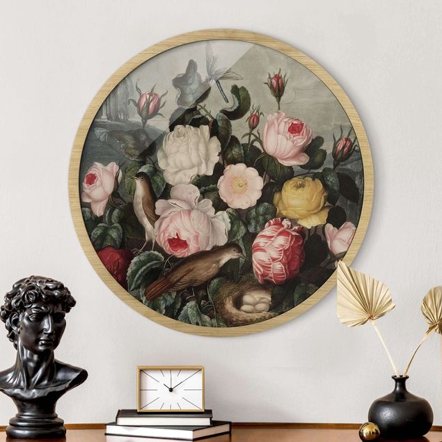Quadri con cornice con fiori Illustrazione botanica vintage di rose