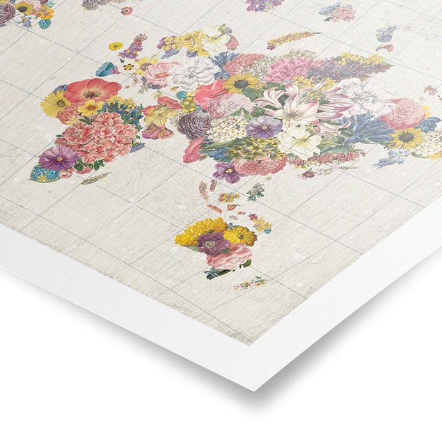 Stampe poster Mappa del mondo botanico
