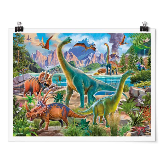 Quadri animali Brachiosauro e Triceratopo
