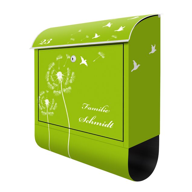 Cassetta postale verde Testo personalizzato Soffione Verde Mela