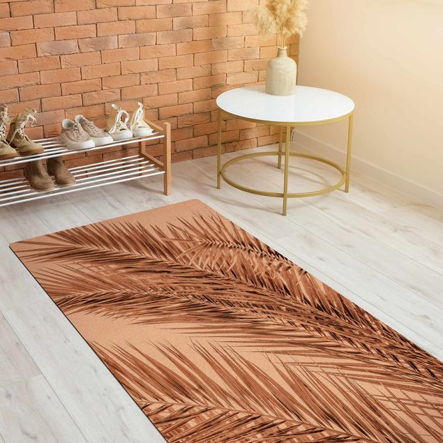 tappeti marroni Fronde di palma color bronzo