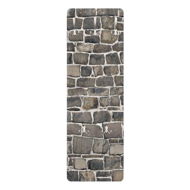 Appendiabiti pannello marrone Carta da parati Muro in pietra di cava e naturale