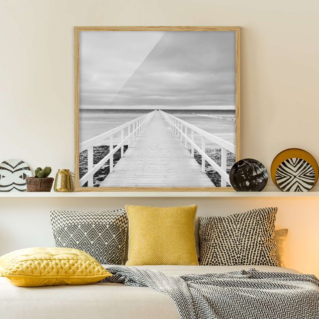 Quadri mare Ponte in Svezia Bianco e nero
