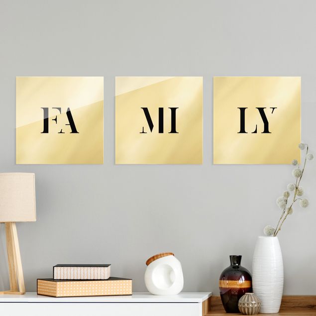 Quadri famiglia Lettere FAMILY nero Set I