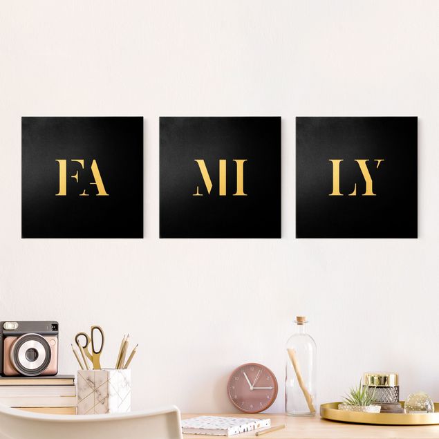 Quadro su tela componibile Lettere FAMILY Bianco Set I