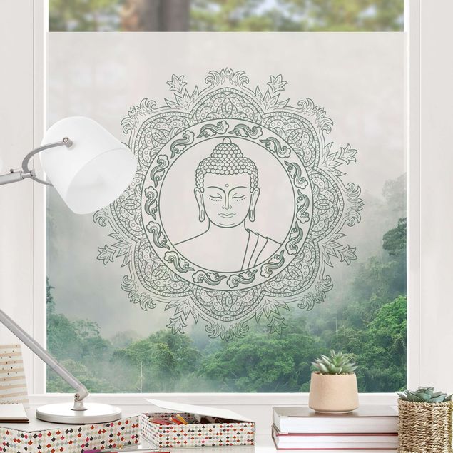 Pellicola per vetri Buddha Mandala nella nebbia
