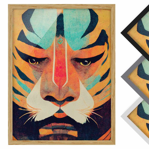 Quadri con cornice Illustrazione di tigre colorata