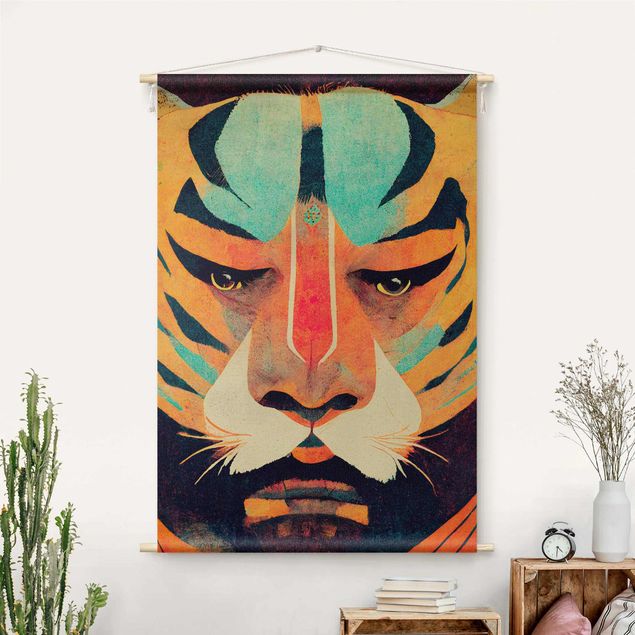 Arazzi da parete moderni Illustrazione di tigre colorata