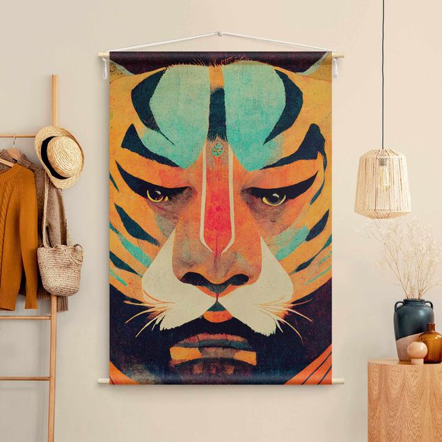 Tappeto da muro Illustrazione di tigre colorata