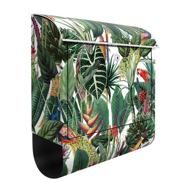 Cassette della posta con fiori Motivo di foresta tropicale colorata