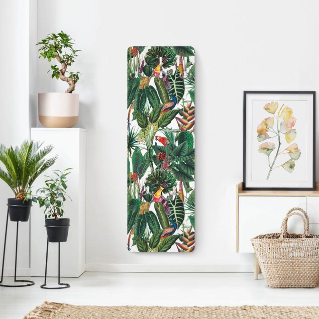 Appendiabiti pannello con disegni Motivo di foresta tropicale colorata