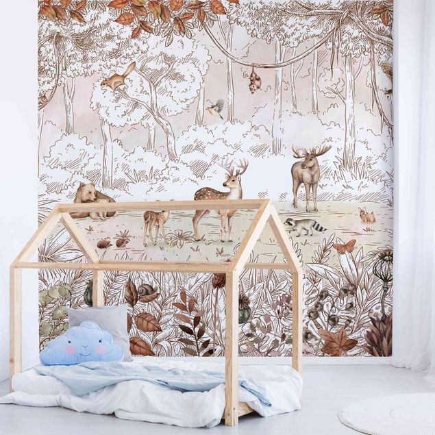 Decorazioni camera neonato Trambusto colorato della foresta autunnale