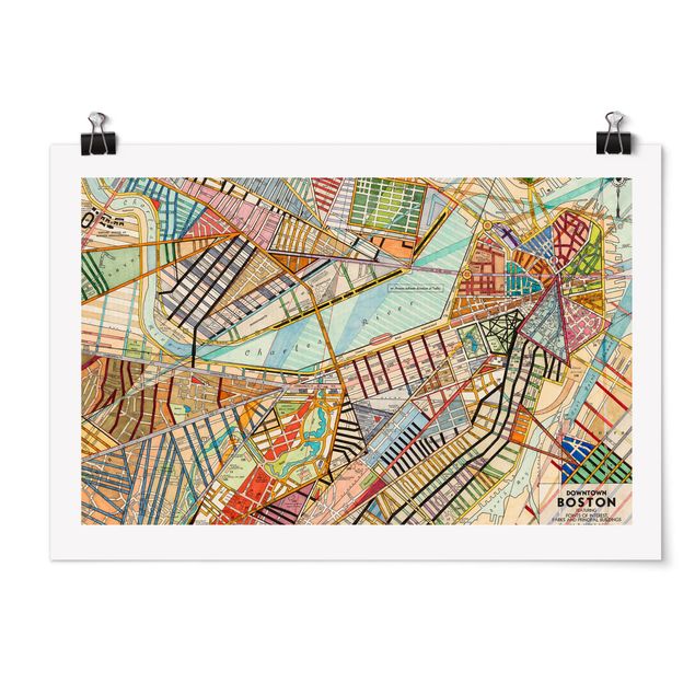 Quadri colorati Mappa moderna di Boston