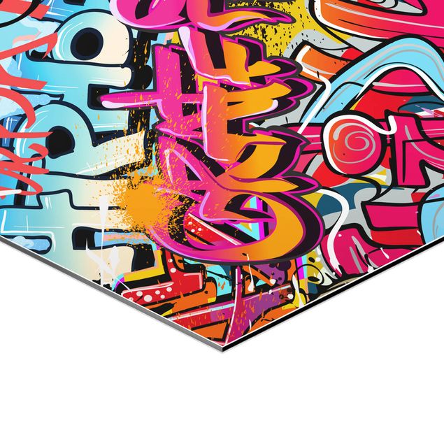 Esagono in Alluminio Dibond - Hip Hop dei graffiti