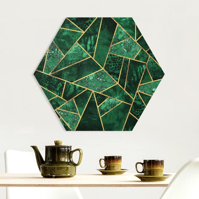 Quadri moderni   Smeraldo scuro con oro