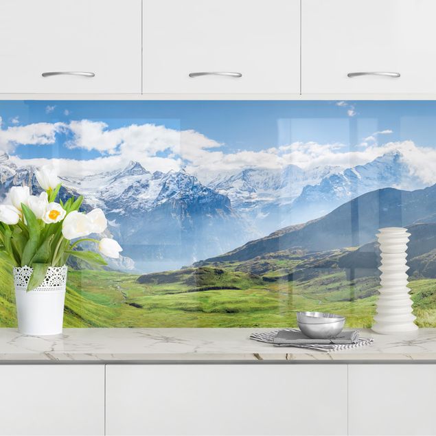 Rivestimenti per cucina con architettura e skylines Panorama alpino di Swizz