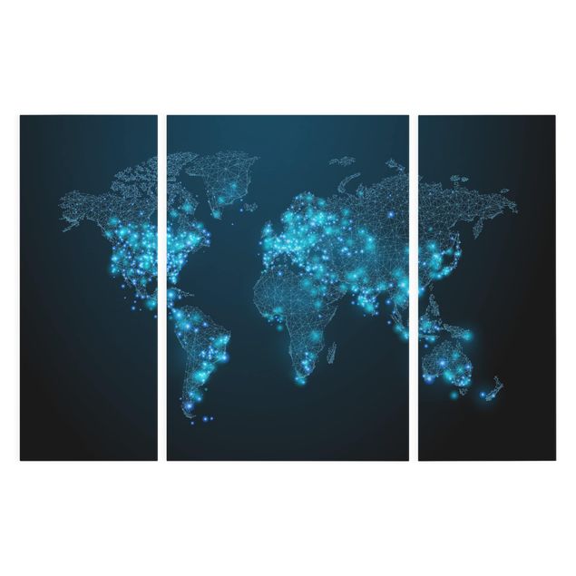 Quadri blu Mondo connesso - Mappa del mondo