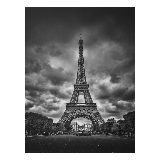 Quadro moderno Torre Eiffel davanti alle nuvole in bianco e nero