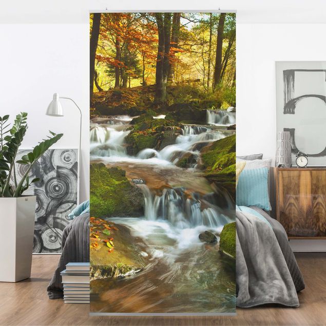 Tenda a pannello Waterfall autumn forest 250x120cm