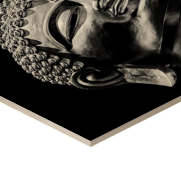 Esagono in legno - Buddha Statue Viso