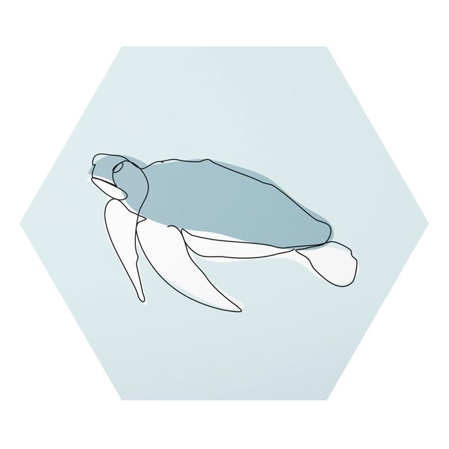 Quadro moderno blu Line Art - tartaruga