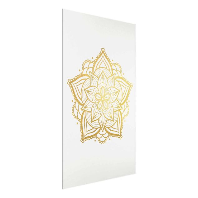 Stampe Mandala Floreale - Illustrazione Oro Bianco
