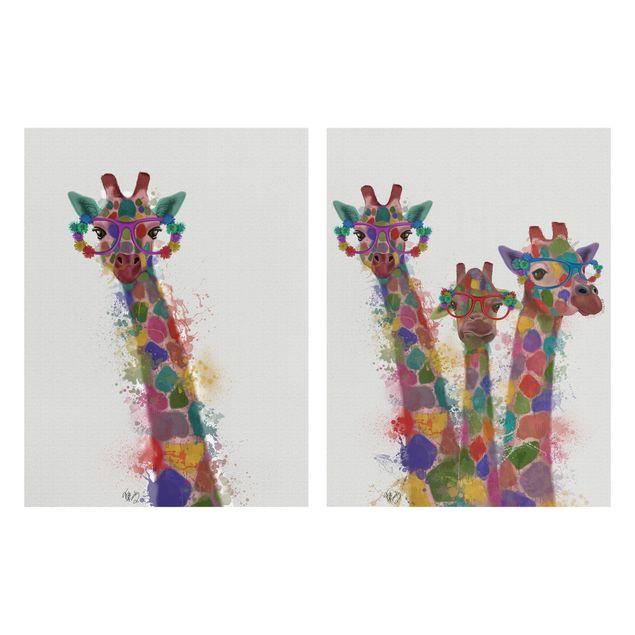 Quadri moderni per arredamento Schizzi Arcobaleno Giraffe Set I