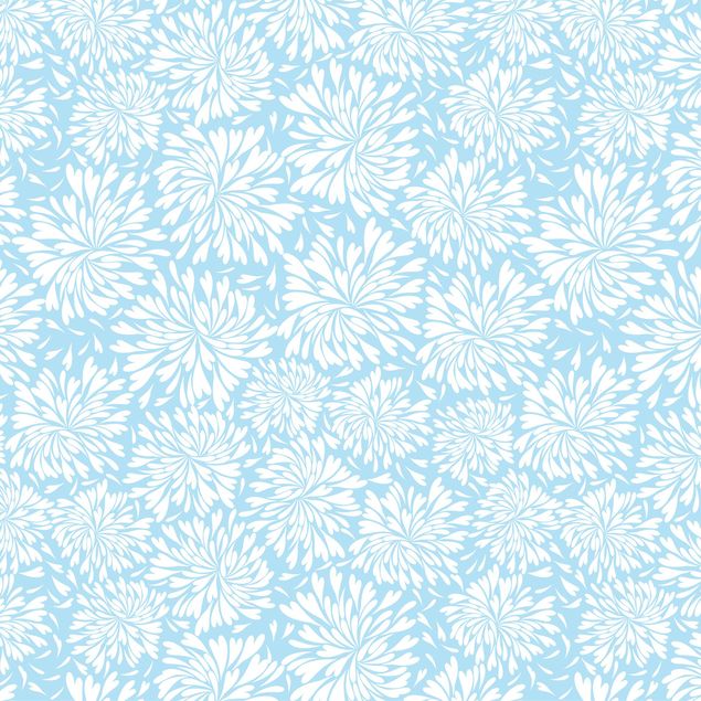 Pellicola adesiva per pareti Motivo moderno floreale scandinavo azzurro