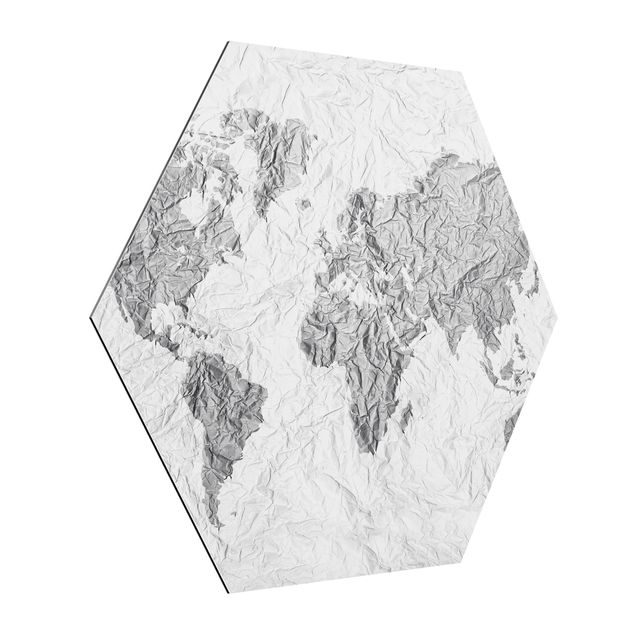 Quadri stampe Mappamondo di carta Bianco Grigio