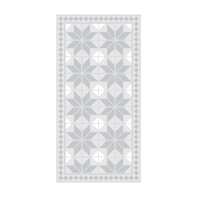 tappeto moderno grigio Piastrelle geometriche Fiore stella grigio con bordo stretto