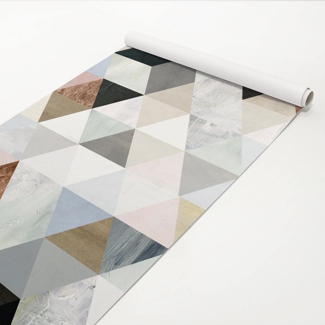 Carta adesiva vintage per mobili Mosaico ad acquerello con triangoli I