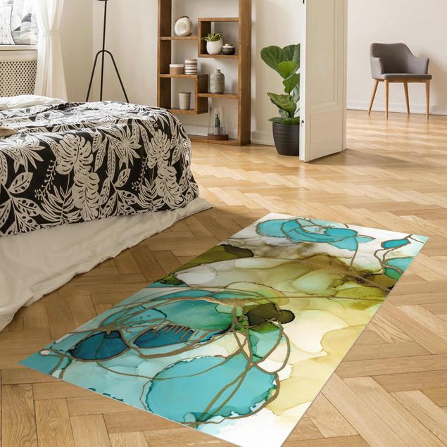 tappeto design moderno Sfaccettature di fiori in acquerello