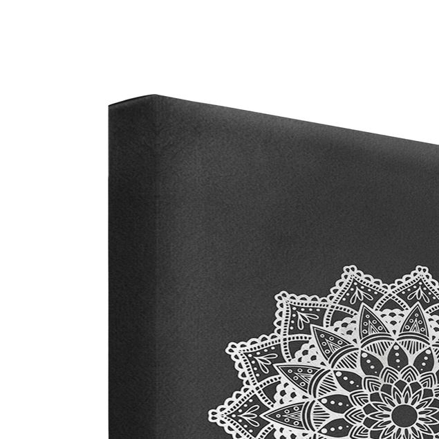 Stampa su tela - Mandala mano di Hamsa Lotus Set To Black - Verticale 3:2