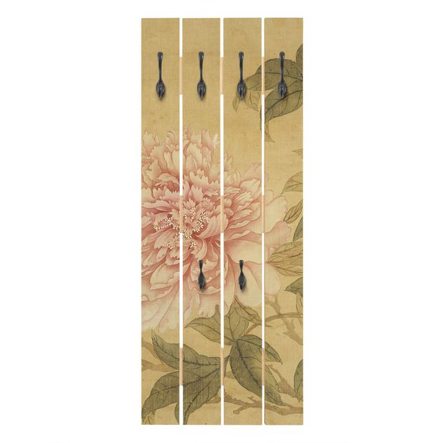 Appendiabiti pannello effetto legno Yun Shouping - Crisantemo