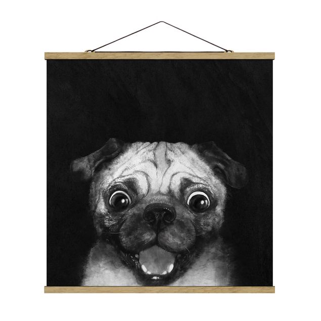 Riproduzioni quadri Illustrazione - cane carlino pittura su bianco e nero