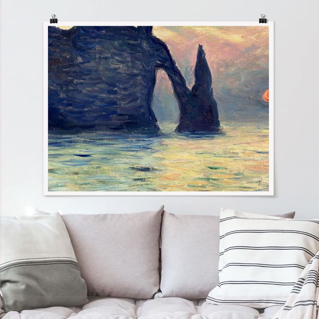 Riproduzioni quadri famosi Claude Monet - La scogliera, Étretat, tramonto