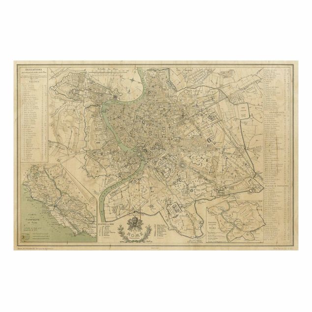 Quadri in legno vintage Mappa vintage Roma Antica
