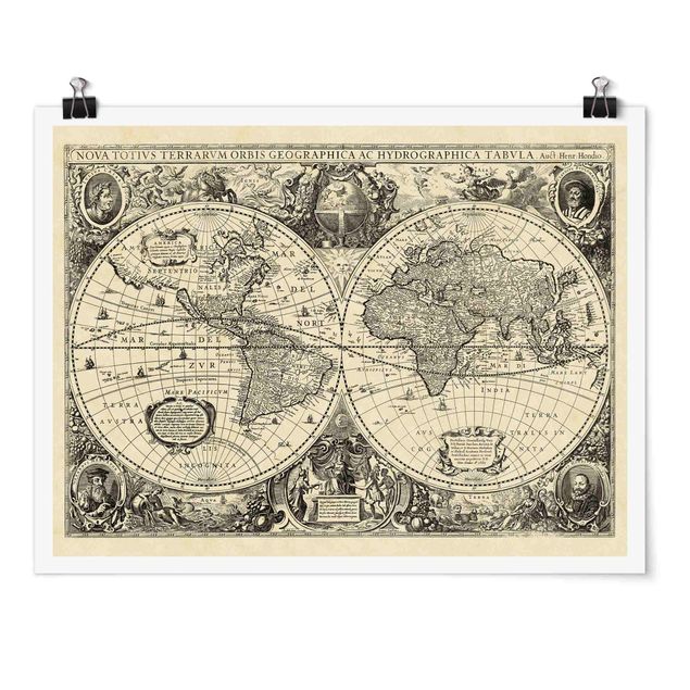 Quadri stampe Mappa del mondo vintage Illustrazione antica