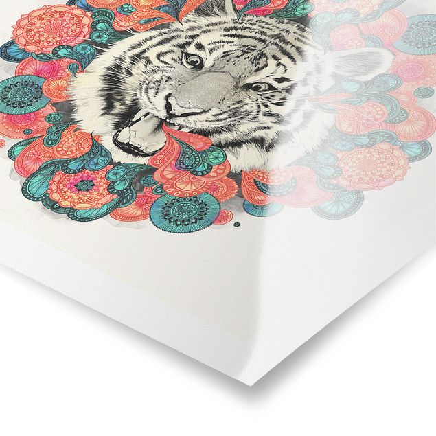 Quadri Laura Graves Art Illustrazione - Tigre Disegno Mandala Paisley