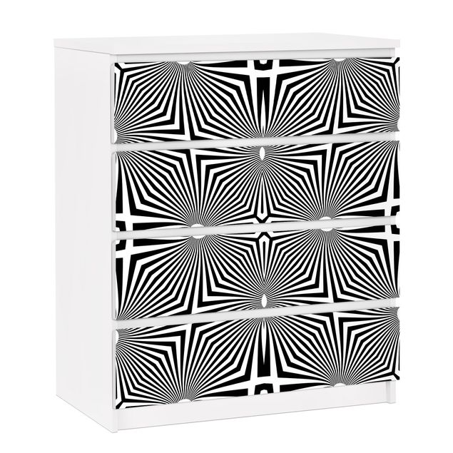 Pellicole adesive in bianco e nero Ornamento astratto in bianco e nero
