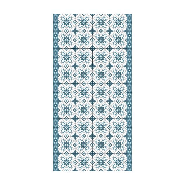 tappeto blu soggiorno Mix di piastrelle geometriche Fiore Blu Grigio