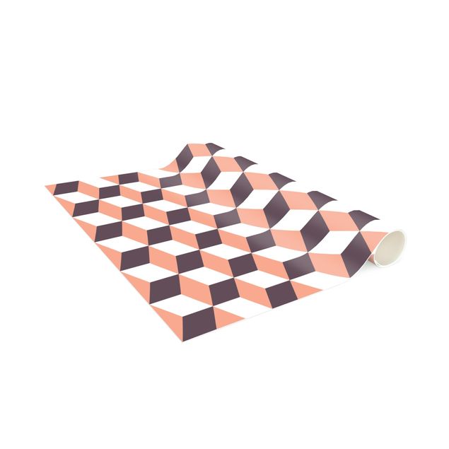 tappeto design moderno Mix di piastrelle geometriche Cubi Arancione