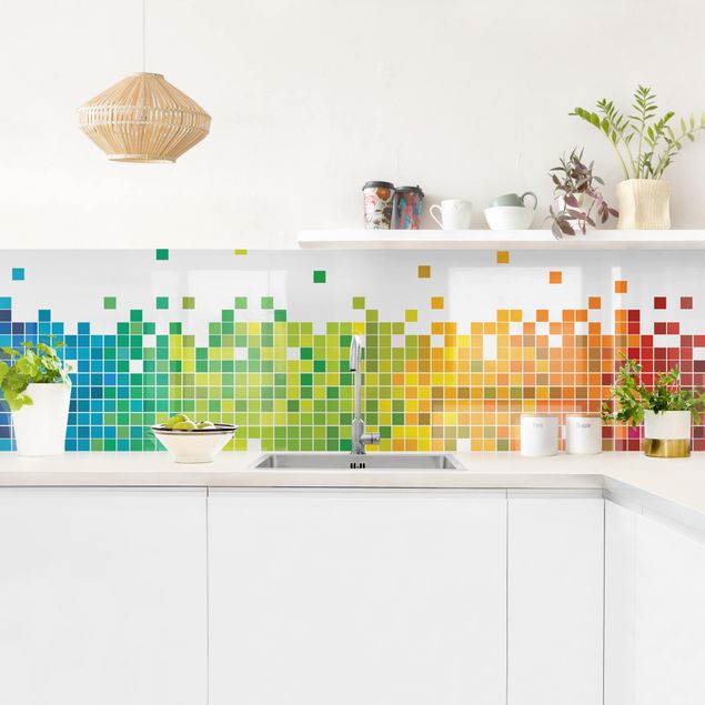 Rivestimenti per cucina astratti Pixel arcobaleno