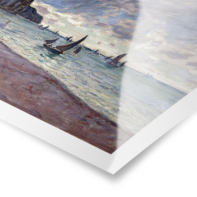 Poster con spiaggia Claude Monet - Barche da pesca davanti alla spiaggia e alle scogliere di Pourville