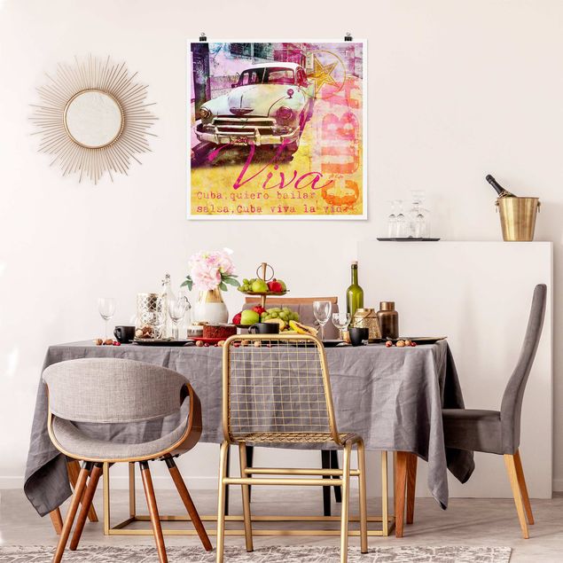 Poster retro style Collage cubano vintage