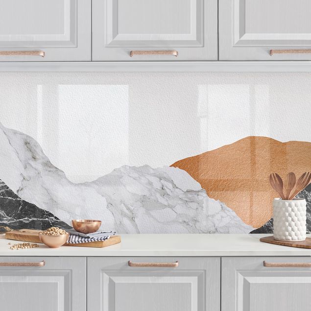 Rivestimenti per cucina con paesaggio Paesaggio in marmo e rame