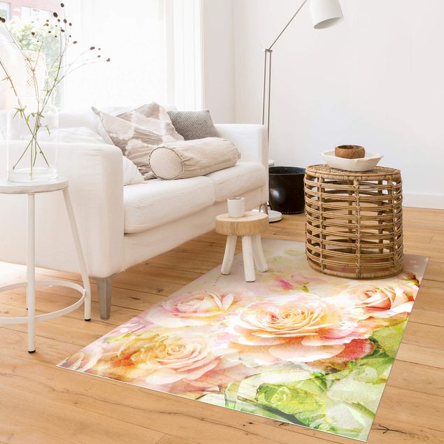tappeto per esterno Composizione di rose ad acquerello