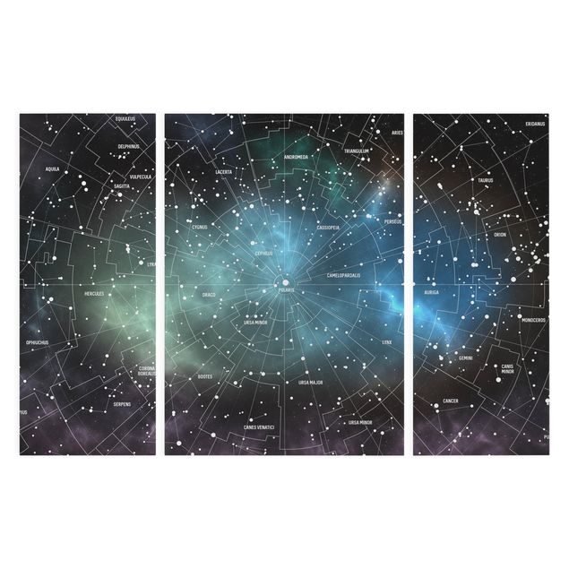 Quadri neri Mappa delle costellazioni stellari Nebulosa galattica