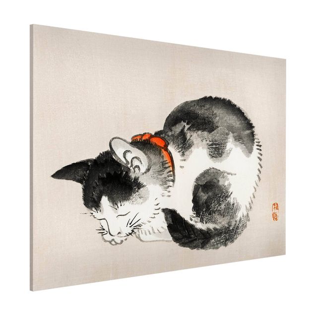 Quadri con gatti Disegno vintage asiatico gatto addormentato