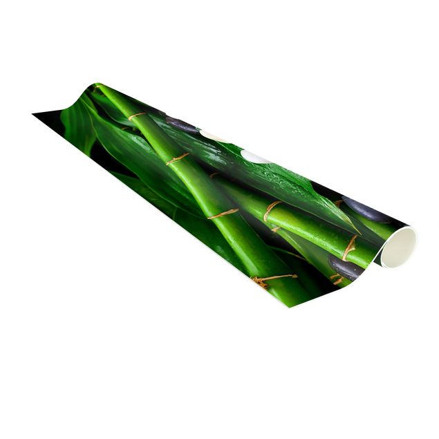 tappeti mandala Bambù verde con pietre zen
